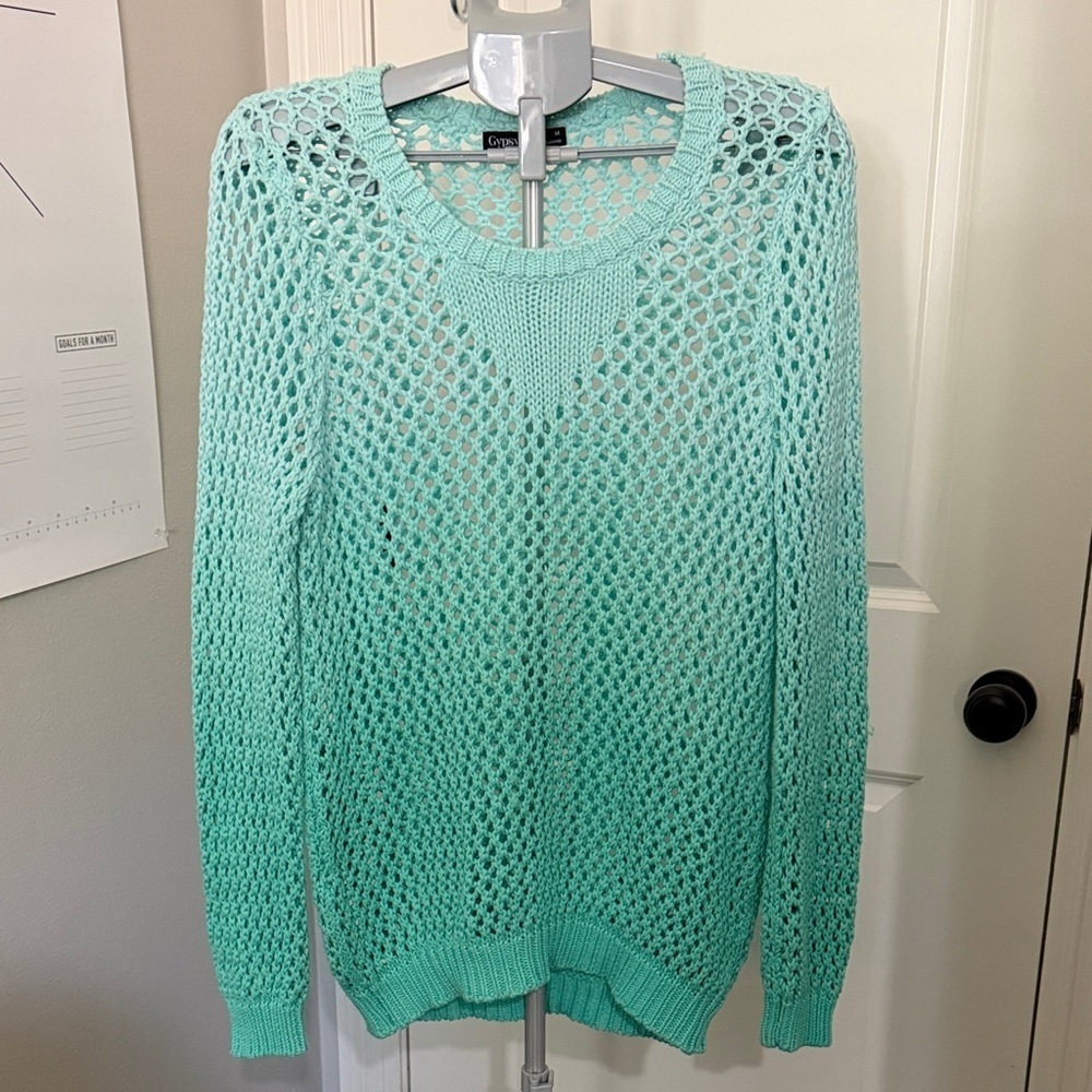 Anthropologie Gypsy 05 Mint Open-Knit Sweater M